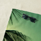 ビーチサンセットグリーンブルースカイシーブラックパーム ビーチタオル (インサイチュ)