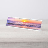 ビーチサンセットコースタルサマー海波 デスクネームプレート (正面)