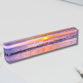 ビーチサンセットコースタルサマー海波 デスクネームプレート