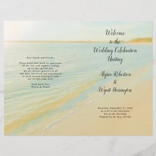 ビーチサンセットサンライズフォールディング結婚式 プログラム (正面)