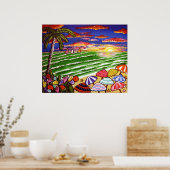 ビーチサンセットシエスタ鍵フォークアートポスター ポスター (キッチン)