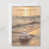 ビーチサンセットシーシェルお祝いオブライフ 招待状 (正面)