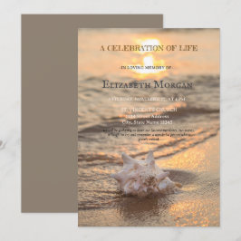 ビーチサンセットシーシェルお祝いオブライフ 招待状