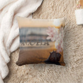 ビーチサンセットシーシェル、プルメリア、アロハ クッション (ブランケット)