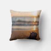 ビーチサンセットシーシェル、プルメリア、アロハ クッション (裏面)