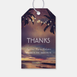 ビーチサンセットストリングライツパームズ結婚ズ ギフトタグ