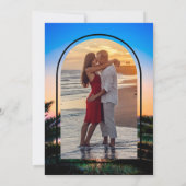 ビーチサンセットストリングライツフォトブライダルシャワー 招待状 (裏面)