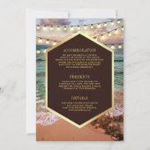 ビーチサンセットストリングライト結婚オールインワン 招待状 (裏面)