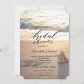 ビーチサンセットストリングライト シェル ブライダルシャワー 招待状 (正面)