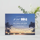 ビーチサンセットストリングライトI do BBQ婚約 招待状 (スタンド正面)
