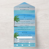 ビーチサンセットトロピカルデスティネーションハワイ夏 オールインワン招待状 (内側)