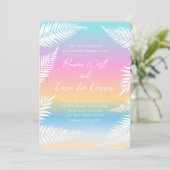 ビーチサンセットトロピカルパーム結婚リーフ 招待状 (スタンド正面)