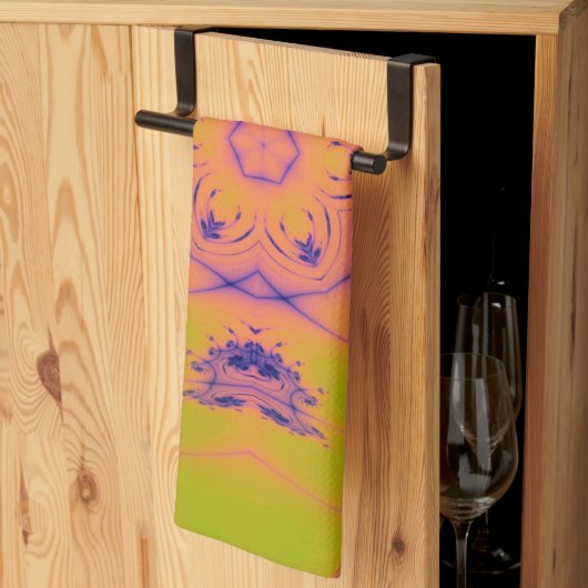 ビーチサンセットハイコントラストマンデラ キッチンタオル (三つ折り)