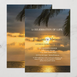 ビーチサンセットパームお祝いオブライフ 招待状