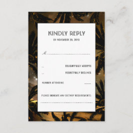 ビーチサンセットパームズウェディングRSVPカード 出欠カード