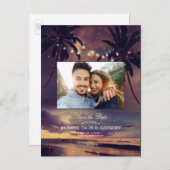 ビーチサンセットパームズライトフォトセーブ日付 案内ポストカード (正面/裏面)
