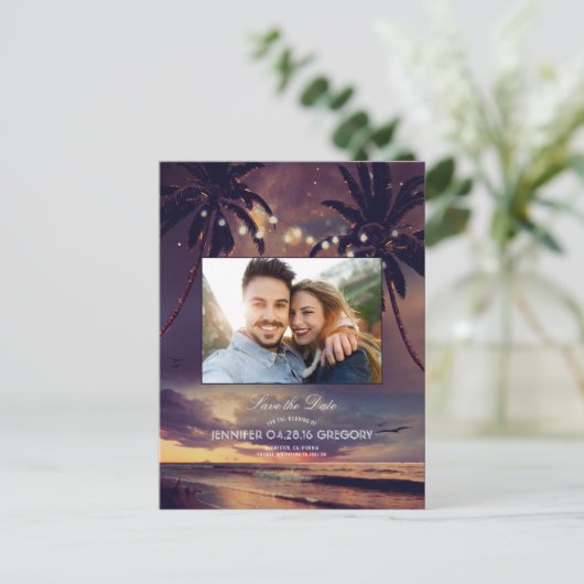 ビーチサンセットパームズライトフォトセーブ日付 案内ポストカード (スタンド正面)