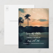 ビーチサンセットパームズ日付を保存 案内ポストカード (正面/裏面)