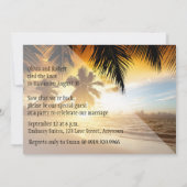 ビーチサンセットパームツリーズバードオブパラダイス披露宴 招待状 (裏面)