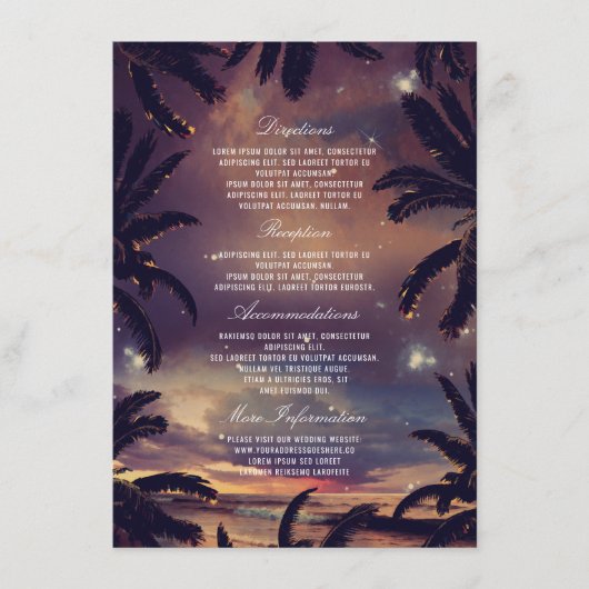 ビーチサンセットパ葉ーム結婚詳細 エンクロージャーカード (正面)