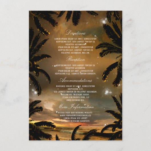 ビーチサンセットパ葉ーム結婚詳細 エンクロージャーカード (正面)