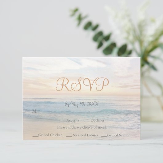 ビーチサンセットビーチをテーマにしたシーサイド結婚ズ 出欠カード (スタンド正面)