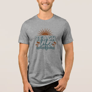 ビーチサンセットビーチライフタイポグラフィ トライブレンドＴシャツ