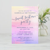 ビーチサンセットフィルタートロピカルサマー16誕生日 招待状 (スタンド正面)