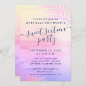 ビーチサンセットフィルタートロピカルサマー16誕生日 招待状 (正面/裏面)