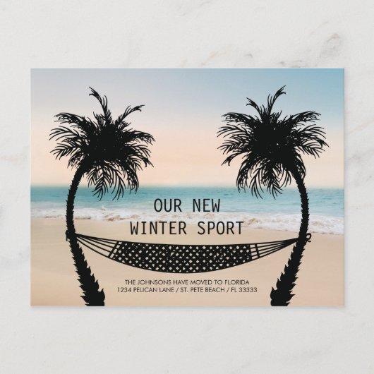 ビーチサンセットフロリダニューホームに移動 案内ポストカード (正面)
