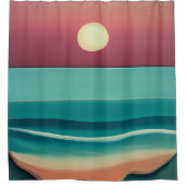 ビーチサンセットミニマリストアート シャワーカーテン (正面)