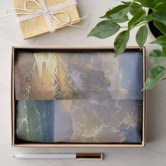 ビーチサンセットムーディ絵画ー景観のデコパージュ 薄葉紙 (ギフト)