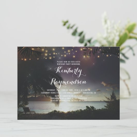 ビーチサンセットライツトロピカルバースデーパーティー 招待状 (スタンド正面)