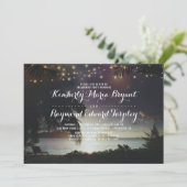 ビーチサンセットライツトロピカル婚約パーティ 招待状 (スタンド正面)