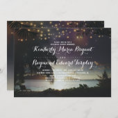 ビーチサンセットライトトロピカルリハーサルディナー 招待状 (正面/裏面)