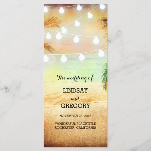 ビーチサンセットロマンチックな結婚式 プログラム (正面)