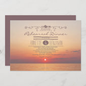 ビーチサンセットロマンチックモダンリハーサル 招待状 (正面/裏面)
