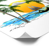 ビーチサンセットワイキキハワイ ポスター (角)