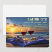 ビーチサンセットワインSave the Date 招待状 (正面/裏面)