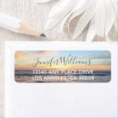 ビーチサンセット写真美カスタムしい帰り ラベル (インサイチュ)