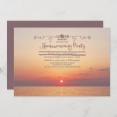 ビーチサンセット引っ越し祝いパーティーパーティー 招待状 (正面/裏面)