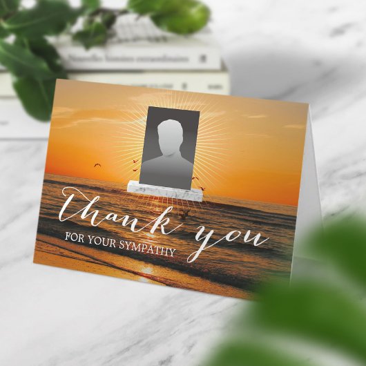 ビーチサンセット悔やみや弔慰メモリアル写真ありがとう サンキューカード