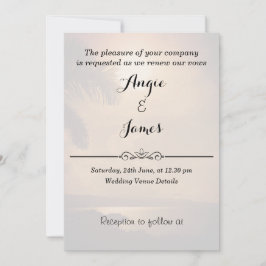 ビーチサンセット結婚の誓いの更新招待状 招待状