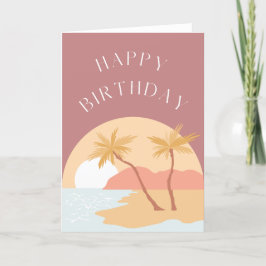 ビーチサンセット誕生日カード サンキューカード