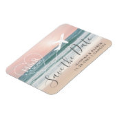 ビーチサンセット飛行機追跡モノグラム日付を保存 マグネット (左側)