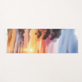 ビーチサンセット セレーネ オンブレ ブルー＆オレンジ ウェーブ ヨガマット (正面(横))