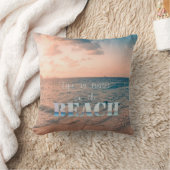 ビーチサンセット，砂，海，空 クッション (ブランケット)