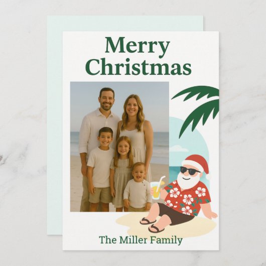 ビーチサンタおもしろいクリスマスカード シーズンカード (正面/裏面)