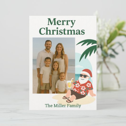 ビーチサンタおもしろいクリスマスカード シーズンカード (スタンド正面)