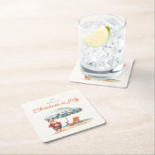 ビーチサンタウォーターの色7月のクリスマスパーティーBBQ スクエアペーパーコースター (インサイチュ)